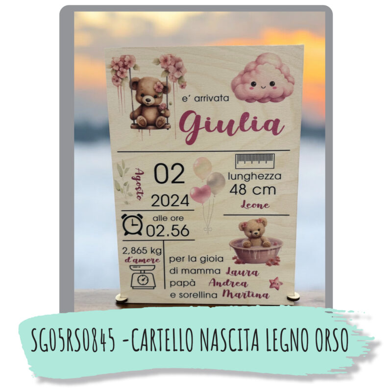 Regalo Per Neonato Cartello In Legno 'Hello World' Per Annuncio Nascita